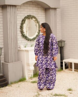 Purple Printed Lawn Stitched 2-Piece Suit