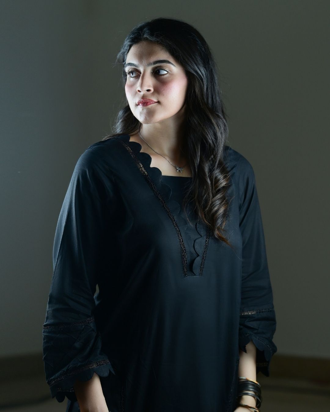 Black Lawn suit, At yasham.pk