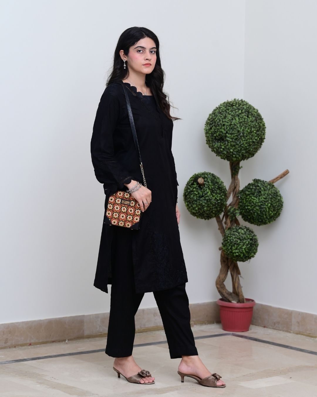 Black Lawn Stitched 2-Piece Suit