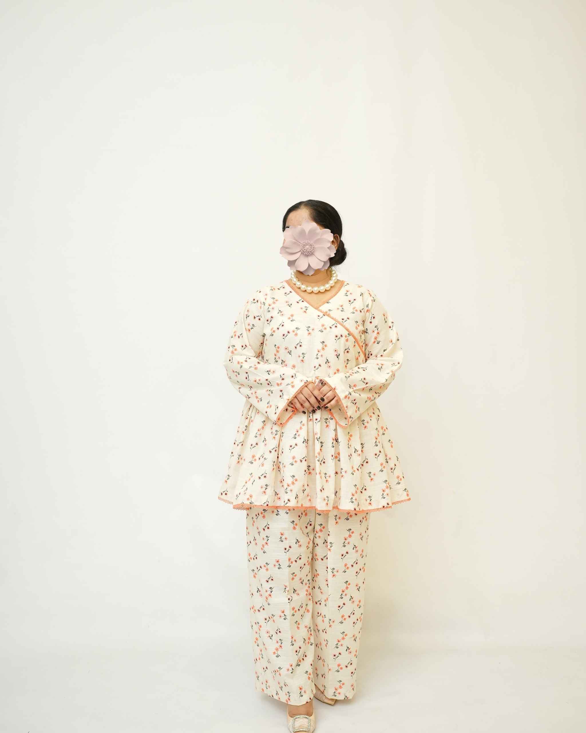 Tangerine Bloom – YASHAM® Premium Light Khaddar 2-Piece Printed Co-ords Set - Image 4