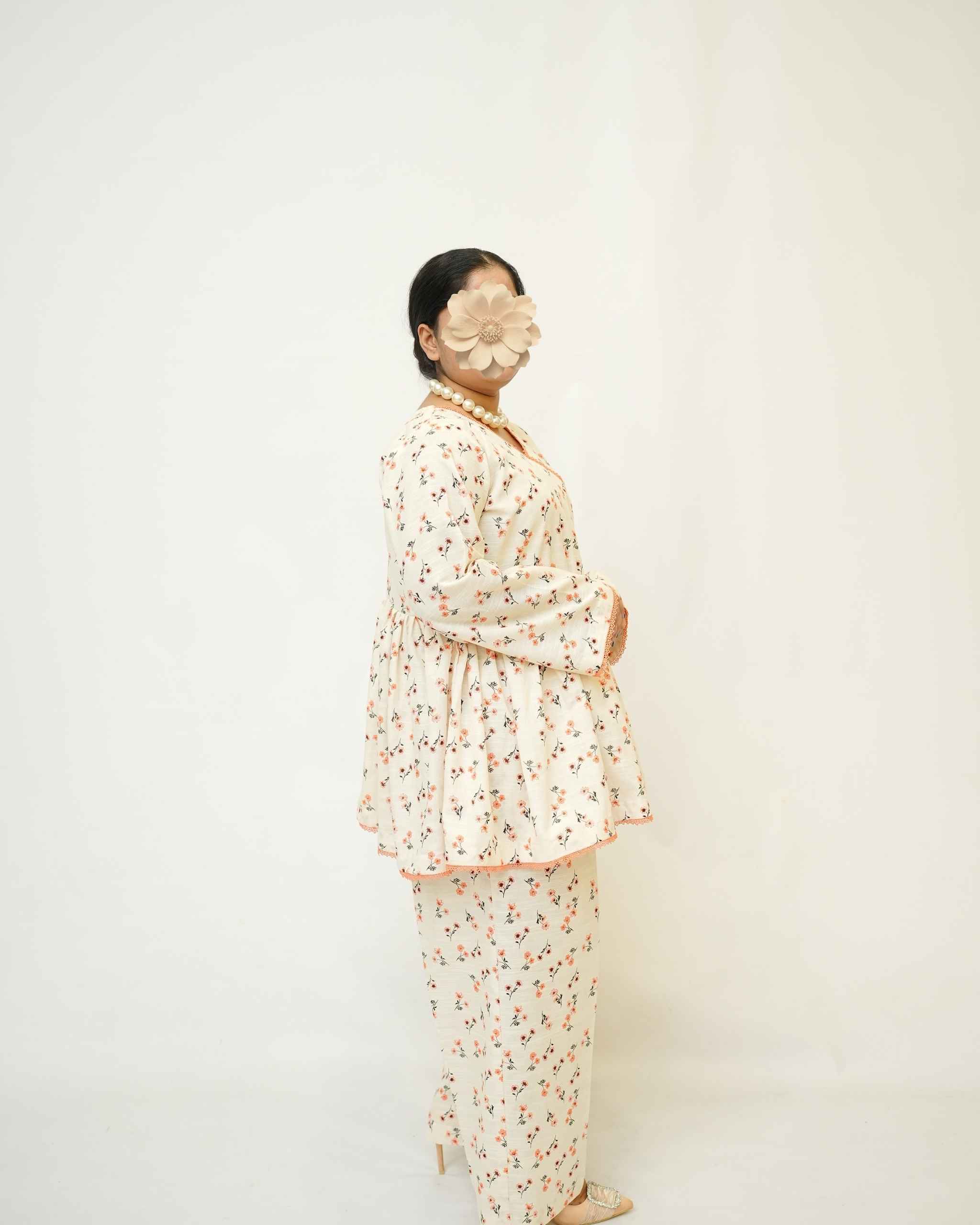 Tangerine Bloom – YASHAM® Premium Light Khaddar 2-Piece Printed Co-ords Set - Image 2