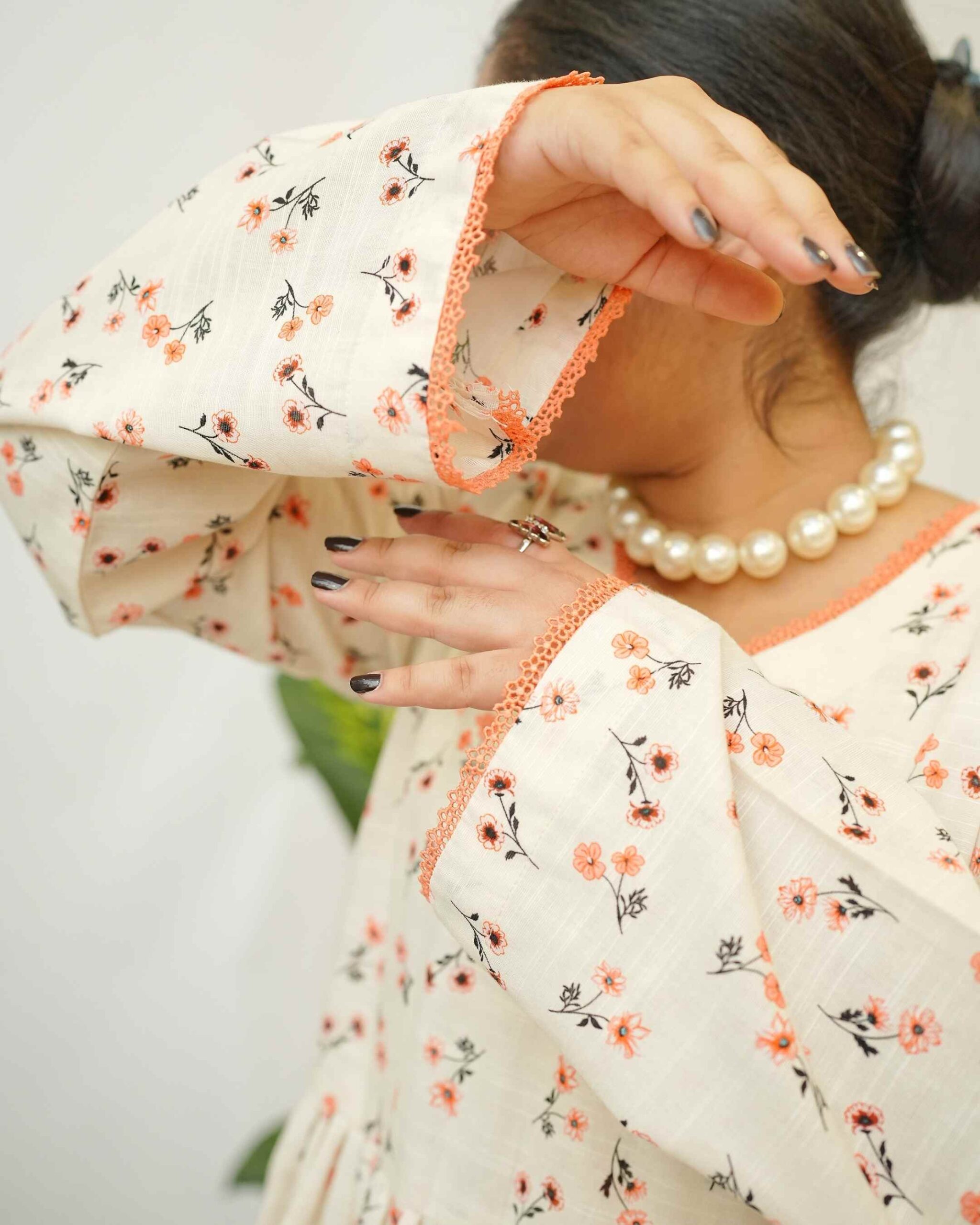 Tangerine Bloom – YASHAM® Premium Light Khaddar 2-Piece Printed Co-ords Set - Image 7