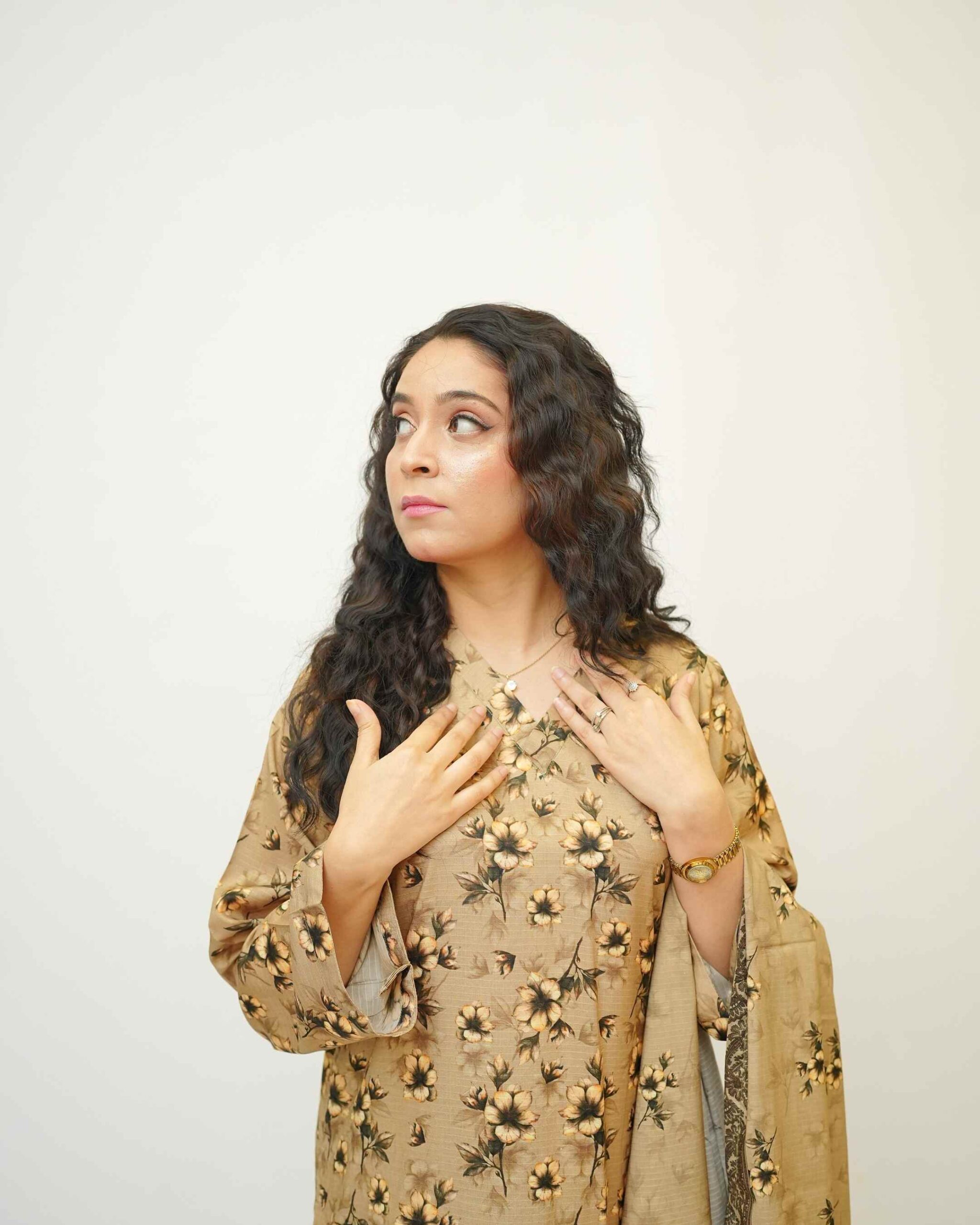 Camel Charm – YASHAM® Premium Slub Linen 3-Piece Printed Suit - Image 10