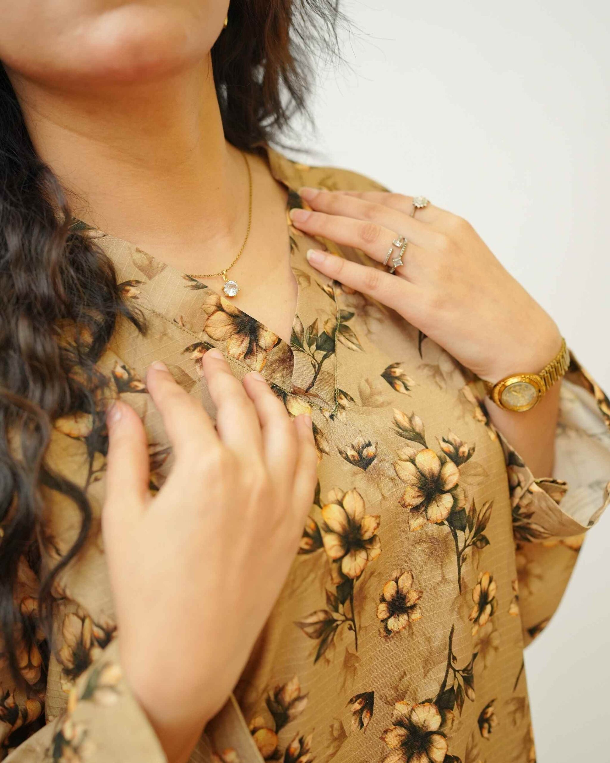 Camel Charm – YASHAM® Premium Slub Linen 3-Piece Printed Suit - Image 11