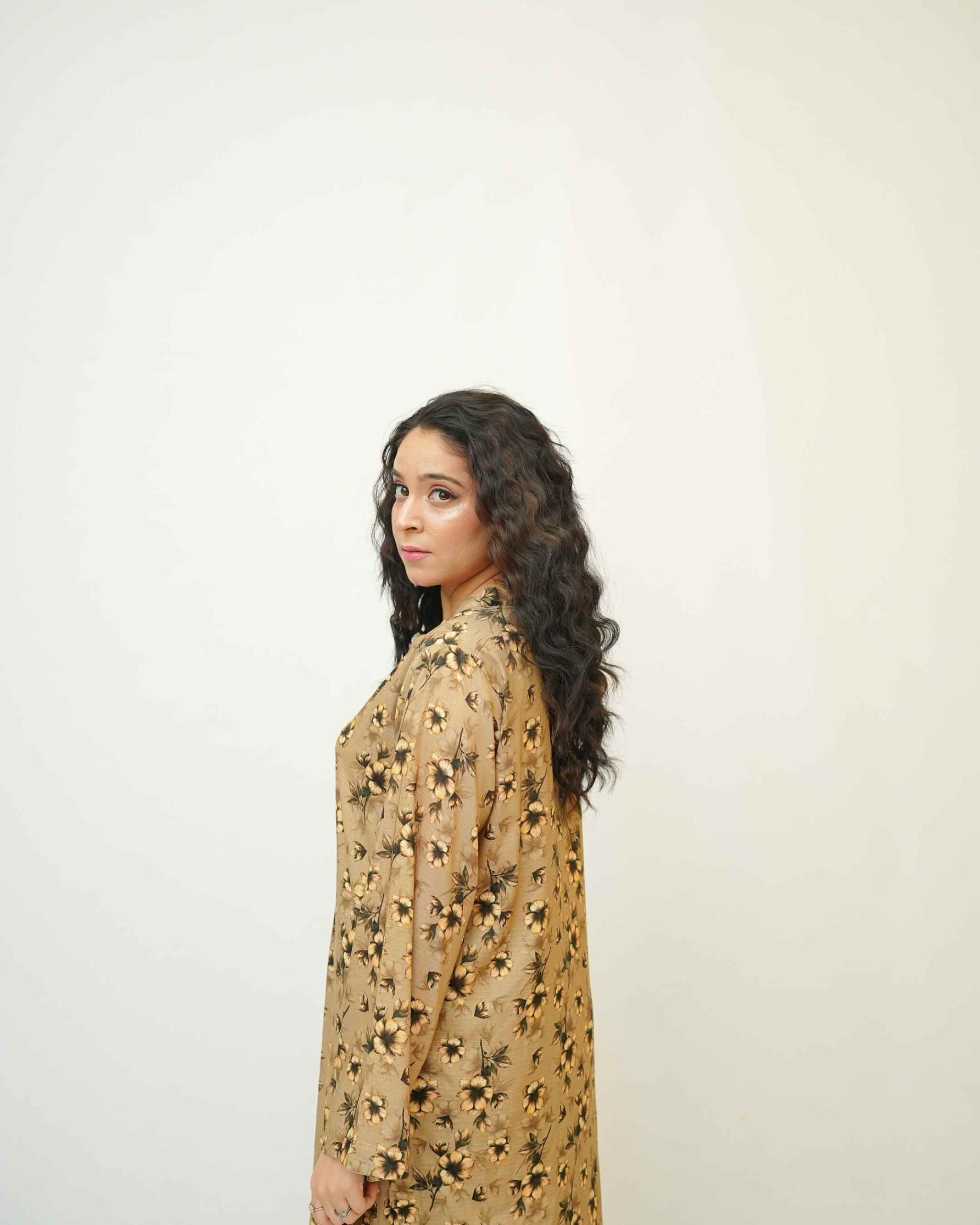 Camel Charm – YASHAM® Premium Slub Linen 3-Piece Printed Suit - Image 4